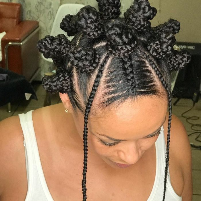 Feed In Braids with bantu Knots