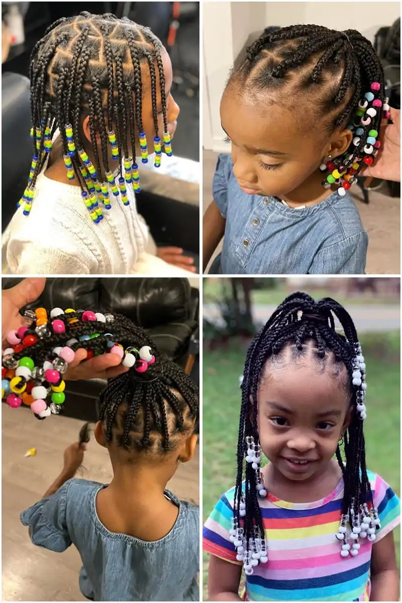 African American baby Girls are wearing beaded braids
