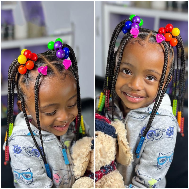 Black Kids' Knotless Braid Style