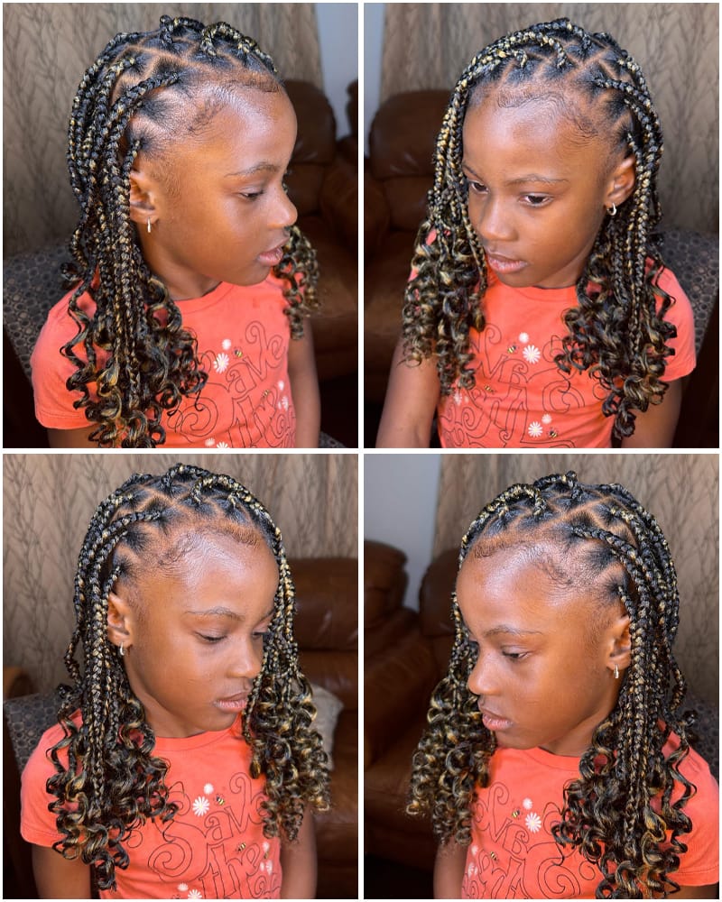 Blonde Highlight Box Braids with Boho Vibe