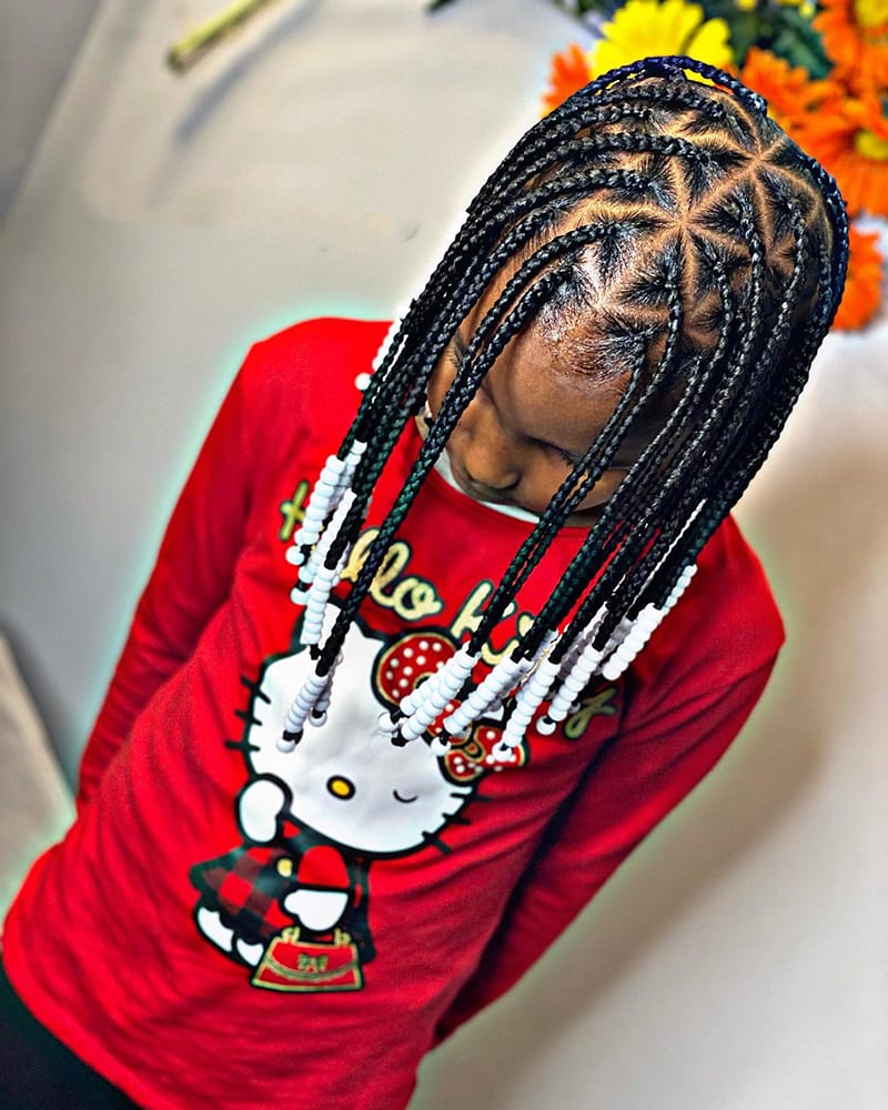 Center part Triangle Box Braids for Cute Angels