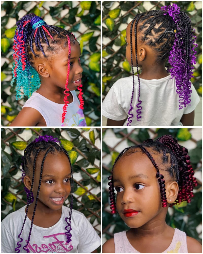 Comfortable and Colorful Knotless Braid Styles for Kiddies