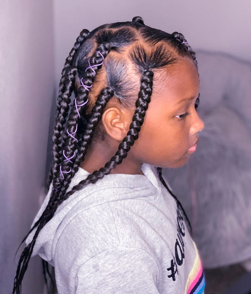 Heart Shape Box Braids for Kids
