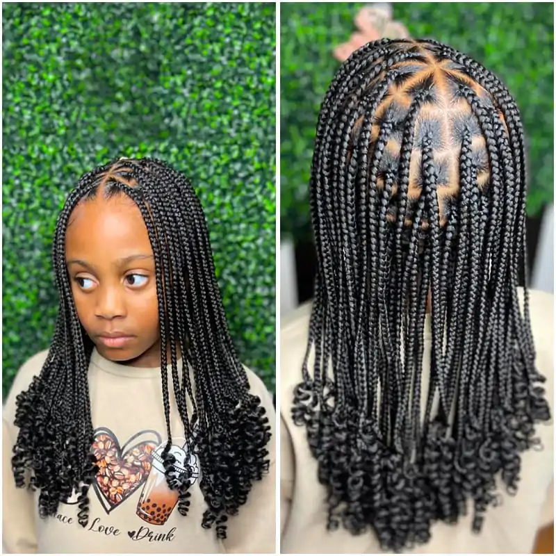 Kiddo with Triangle-Shapped Box Braids