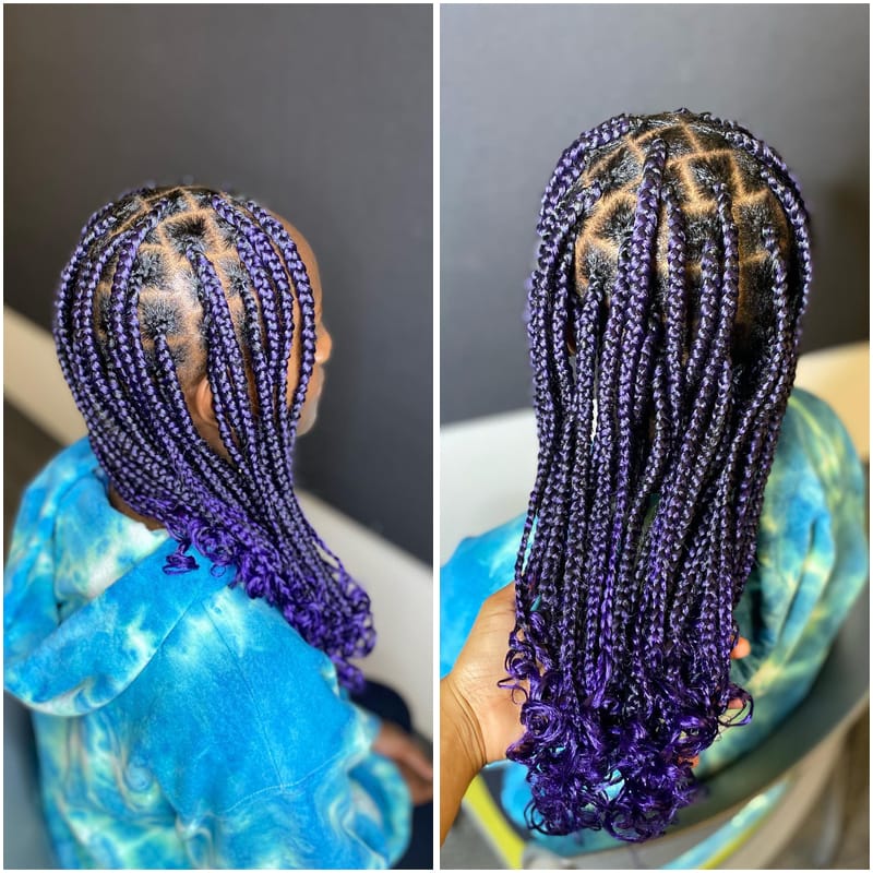 Purple Box Braids for Your Cute Angels