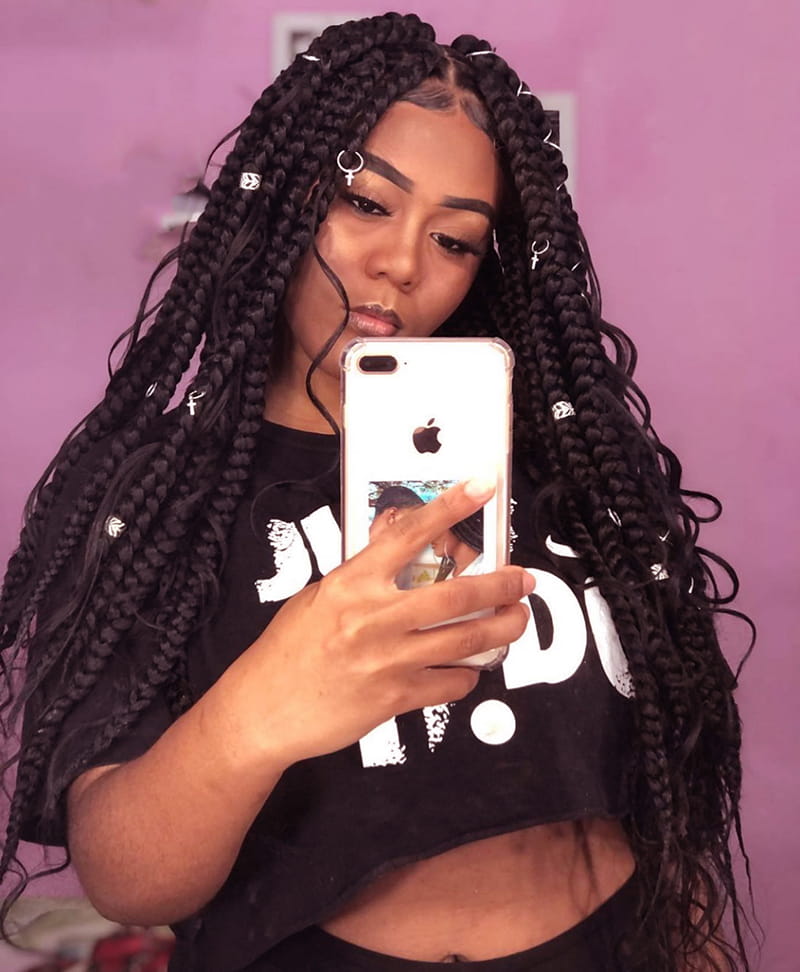 Beads and Center-Parted Box Braids