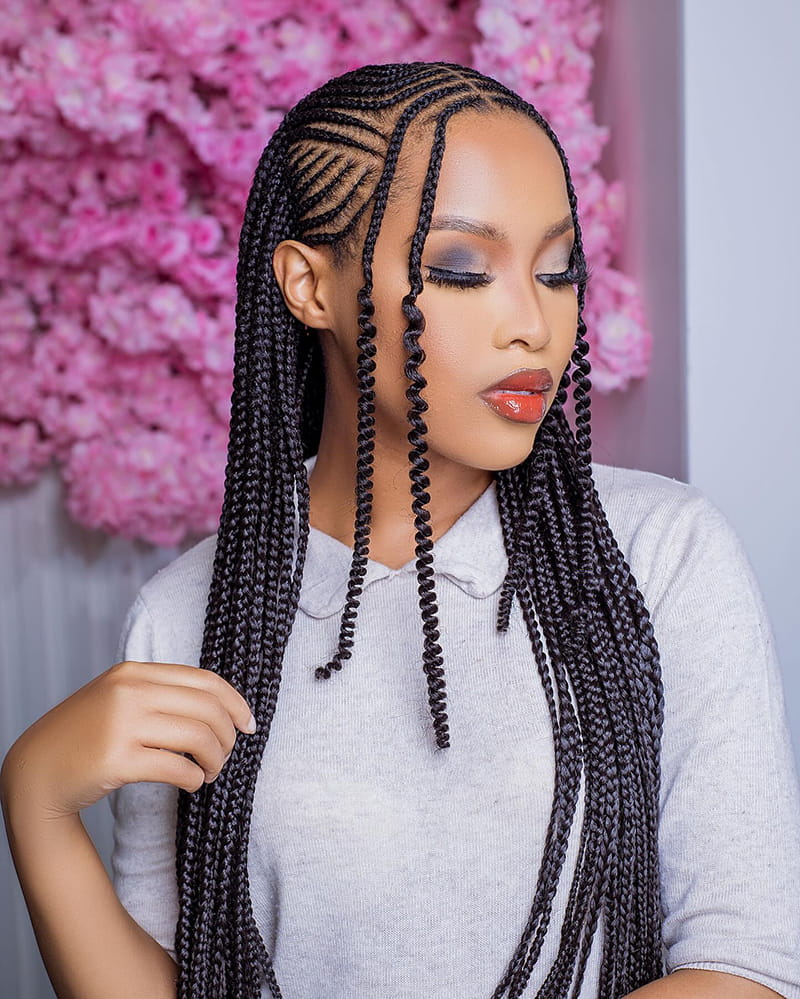 Fulani Braids with Face Framing Fringes 