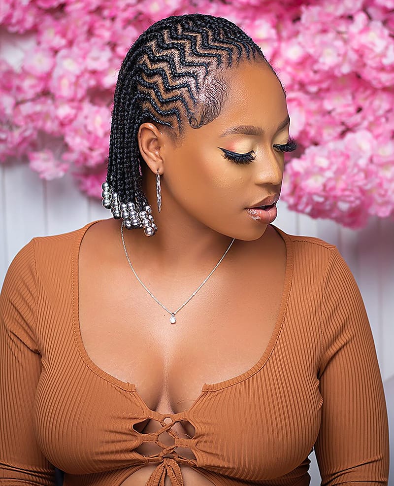 Zigzag Cornrow Braids with Beads (Fulani Style)