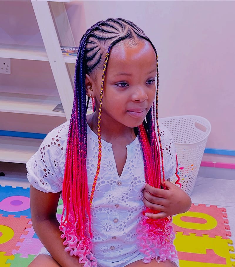 A Lovely African American Kid is Wearing Beautiful Fulani Braids Hairstyle.