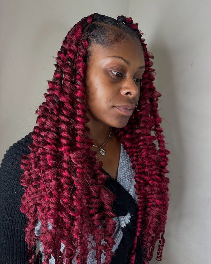 Burgundey Butterfly Braids