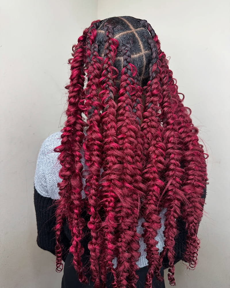 Burgundey Butterfly Braids