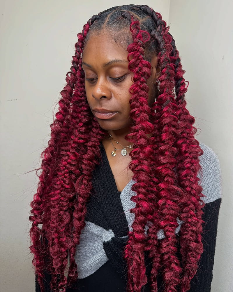 Burgundey Butterfly Braids
