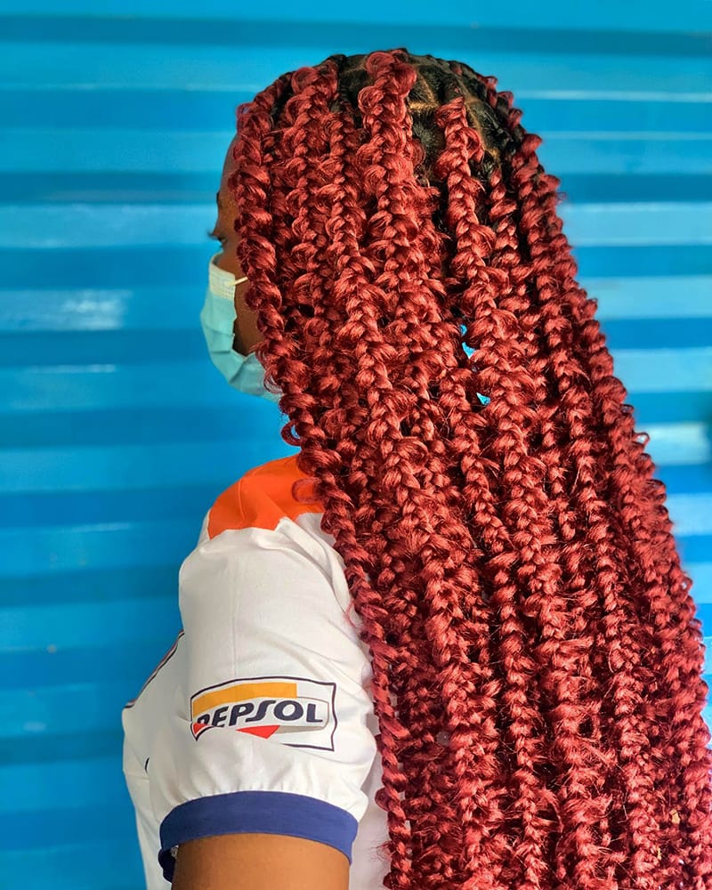 Burgundey Butterfly Braids