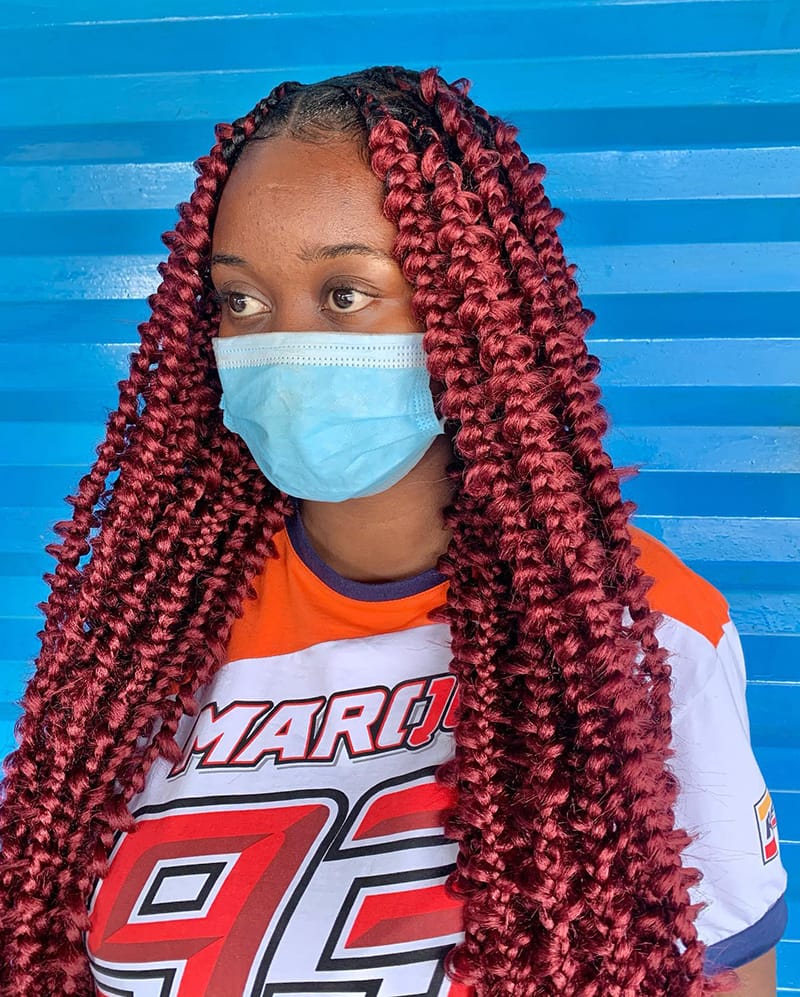 Burgundey Butterfly Braids