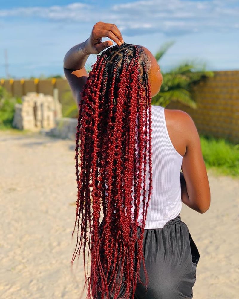 Burgundey Butterfly Braids