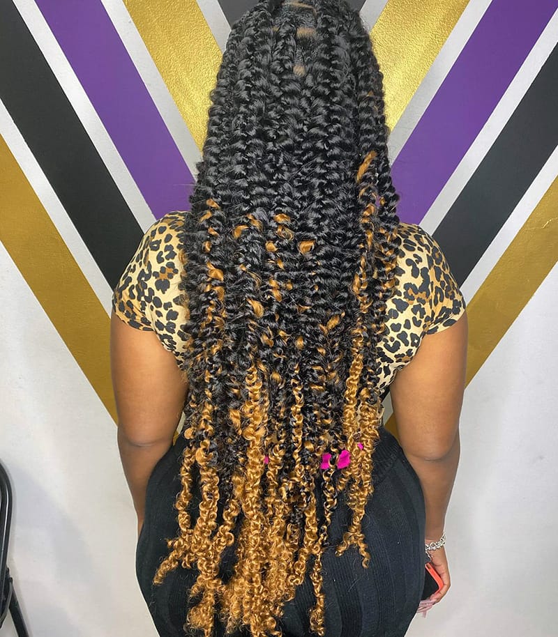 Long Butterfly Braids Hairstyles for Melanin Women
