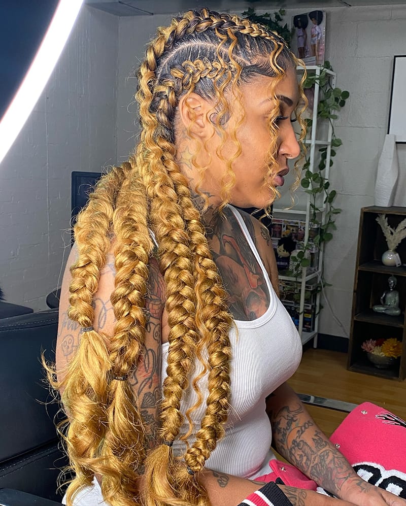 Long Butterfly Braids Hairstyles for Melanin Women