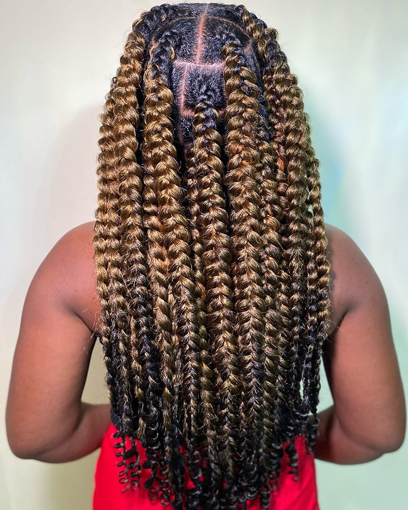 Long Butterfly Braids Hairstyles for Melanin Women