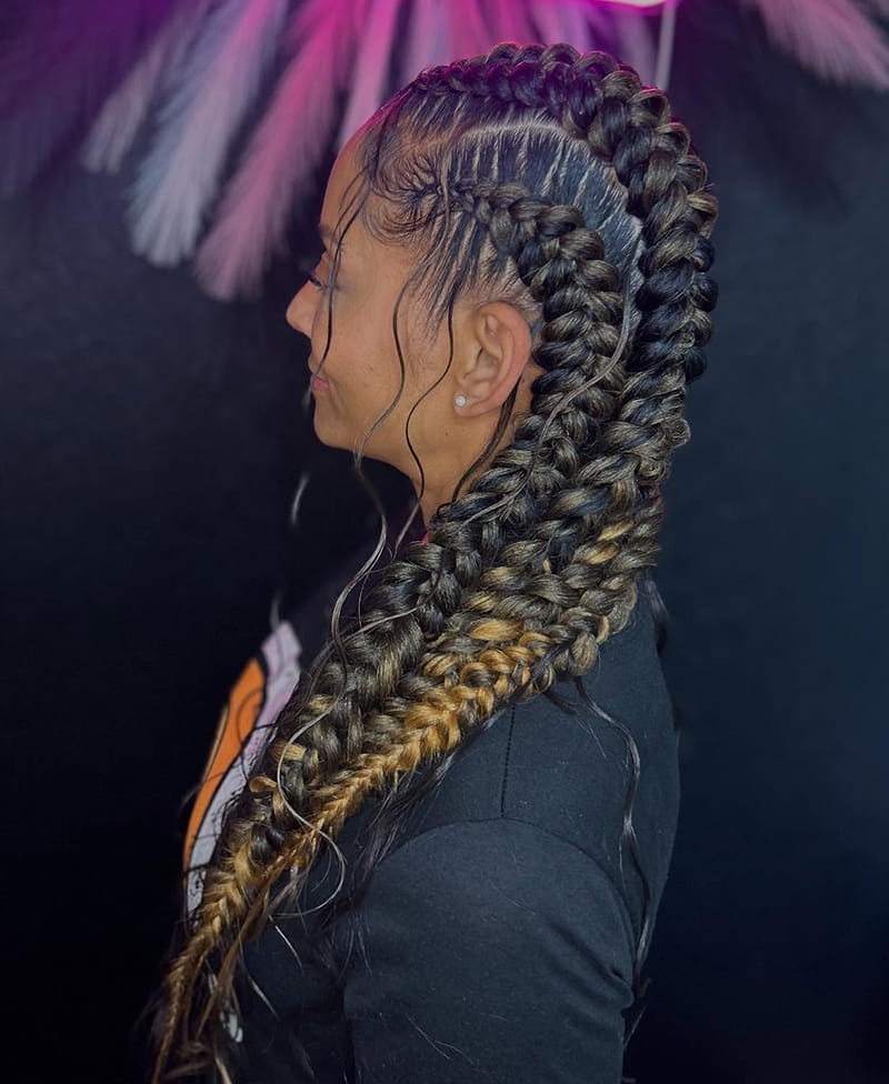 Straight-Back Chunky Butterfly Braids