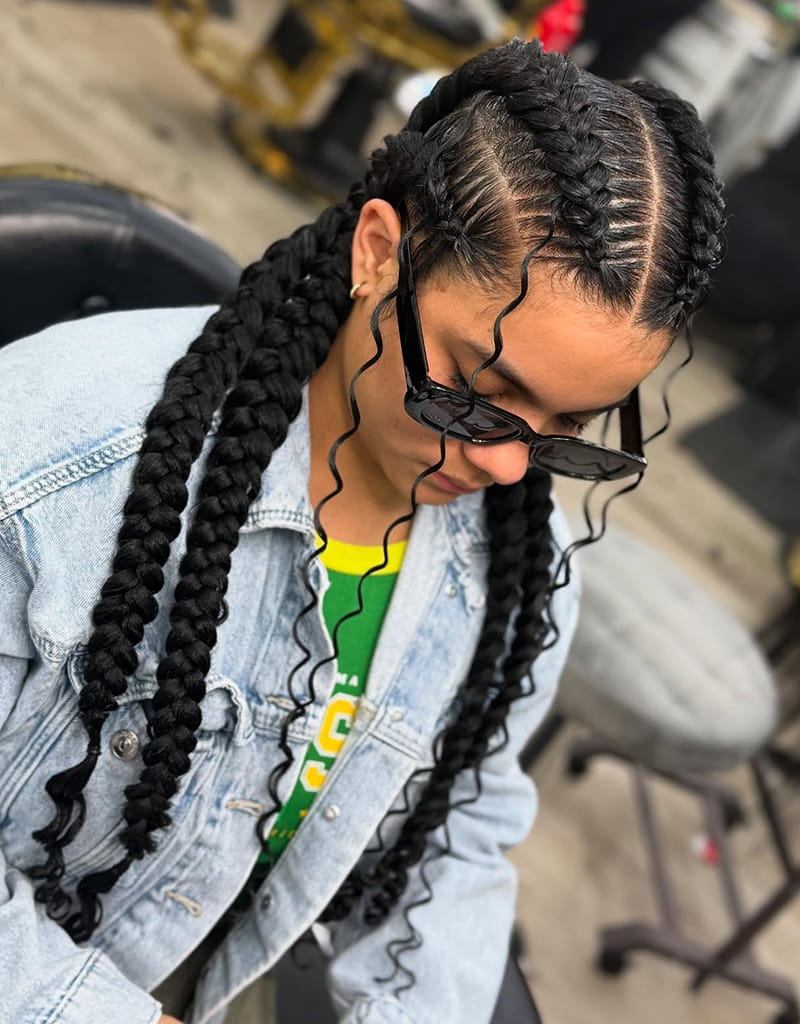 Straight-Back Chunky Butterfly Braids