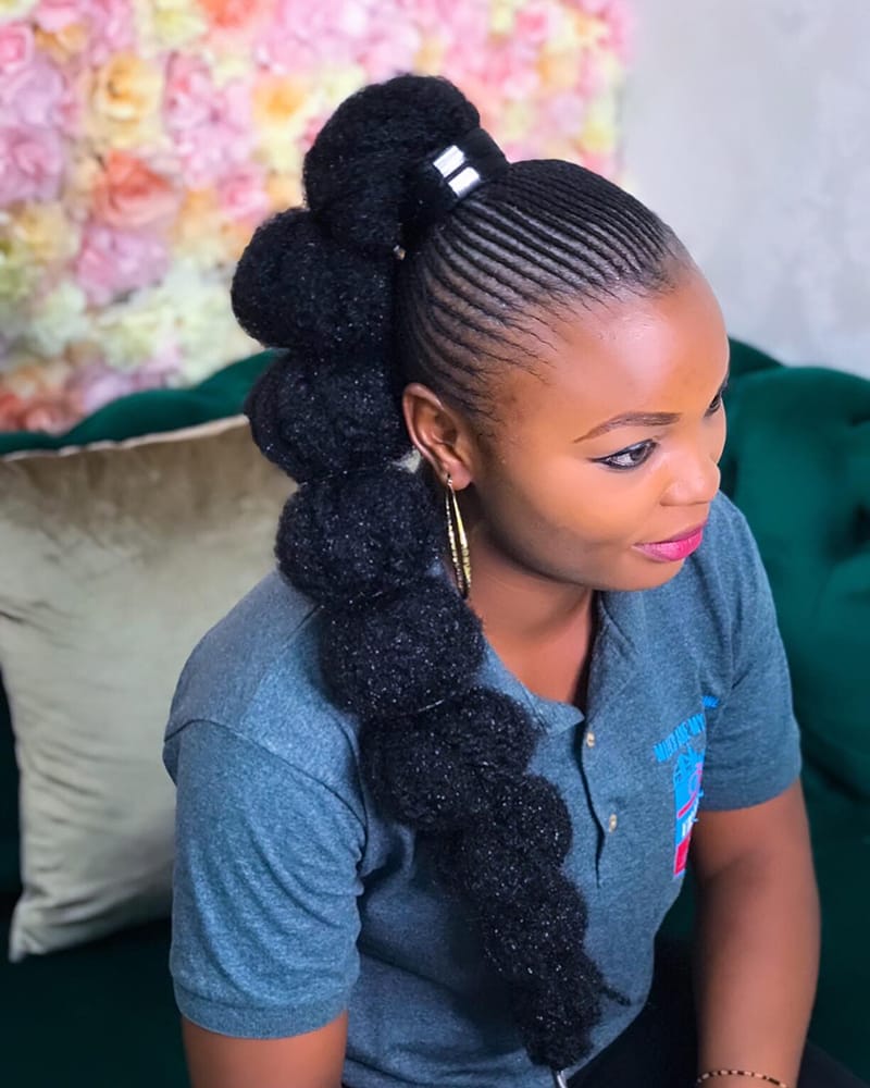 Beaufiful Long Bubble Braids Hairstyles for Black Women