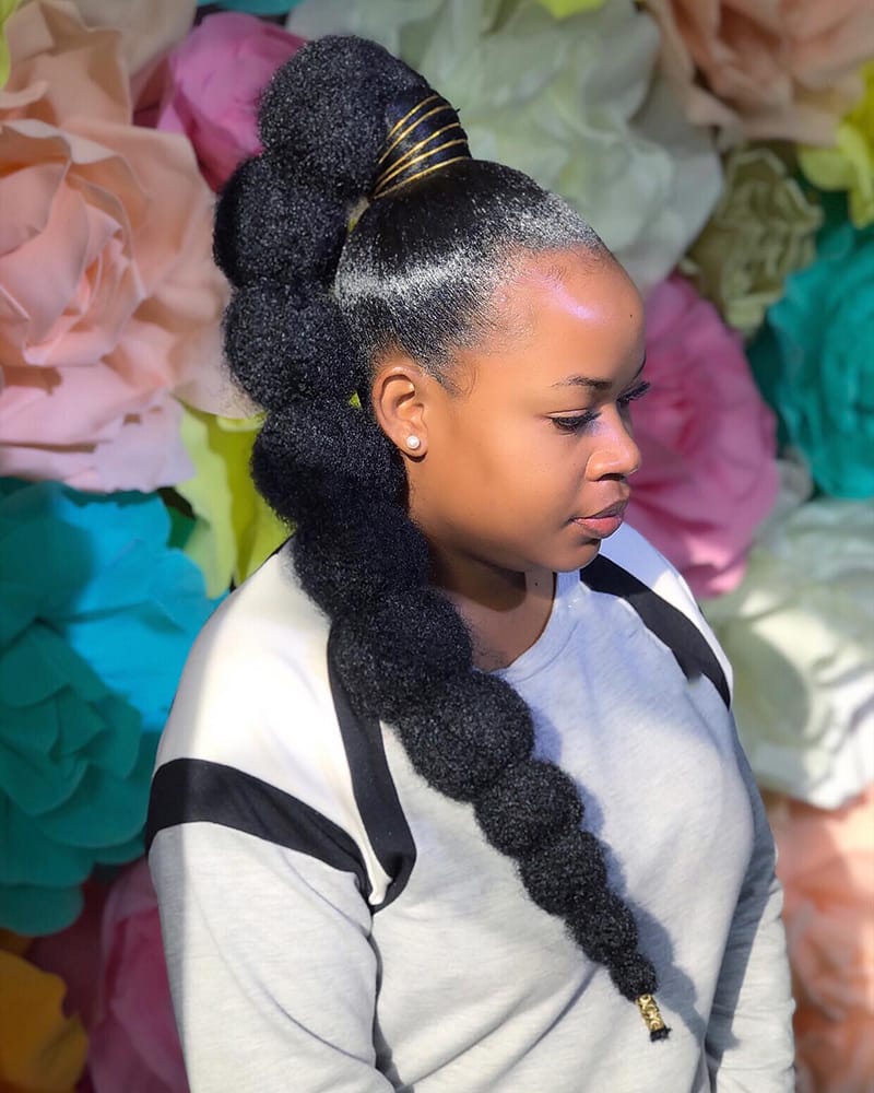 Beaufiful Long Bubble Braids Hairstyles for Black Women