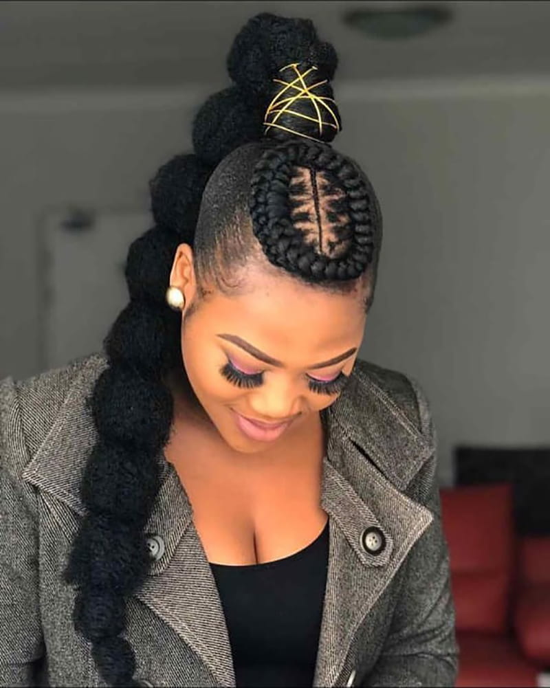 Beaufiful Long Bubble Braids Hairstyles for Black Women