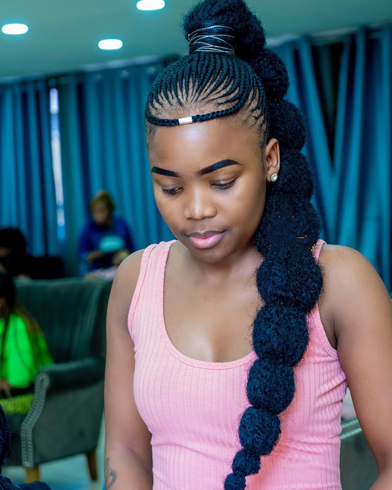 Beaufiful Long Bubble Braids Hairstyles for Black Women