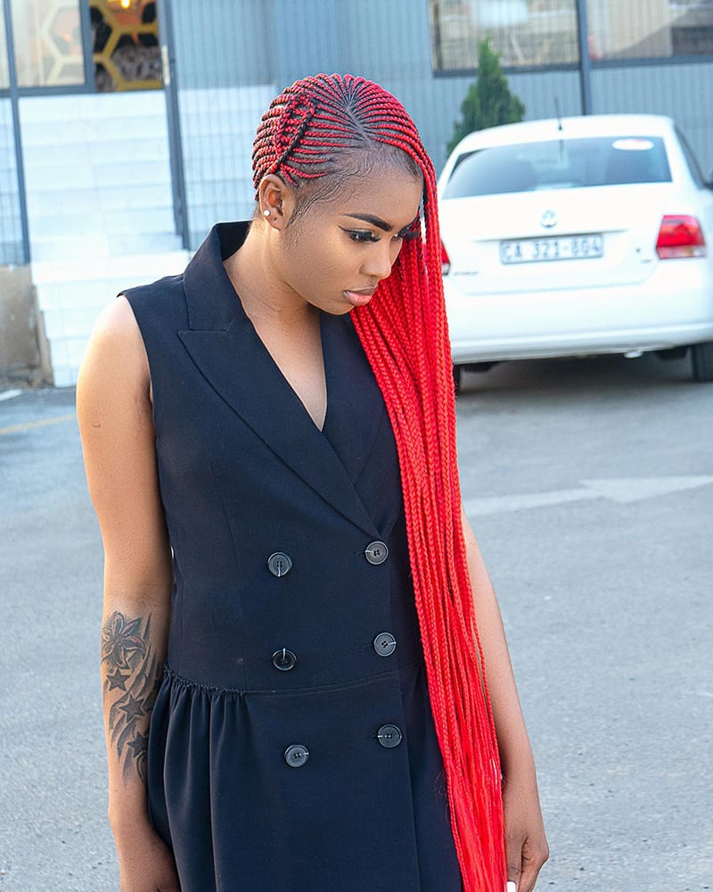 Colorful Long Cornrow Braids