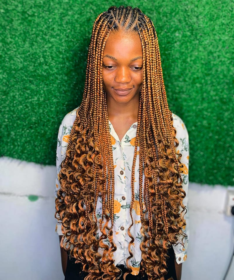 Colorful Long Cornrow Braids
