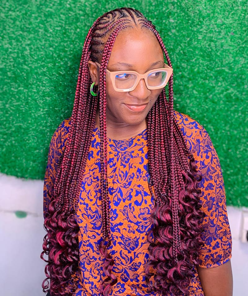 Colorful Long Cornrow Braids