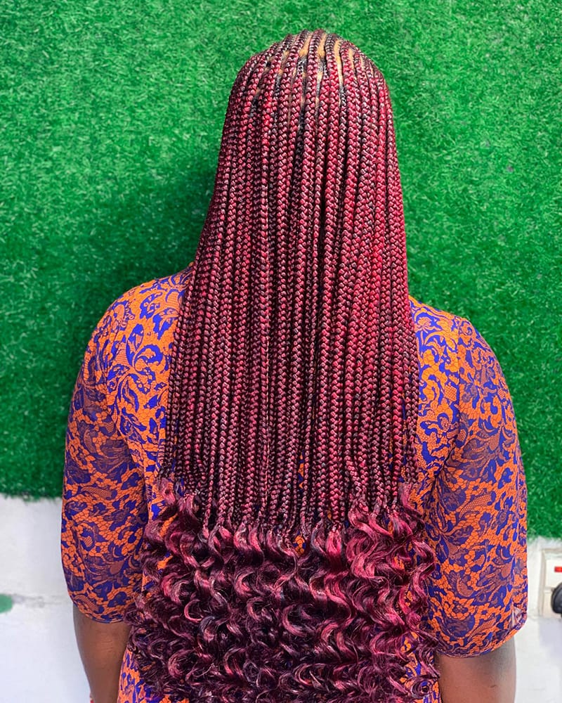 Colorful Long Cornrow Braids