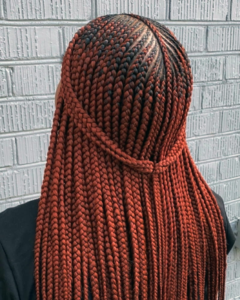 Colorful Long Cornrow Braids
