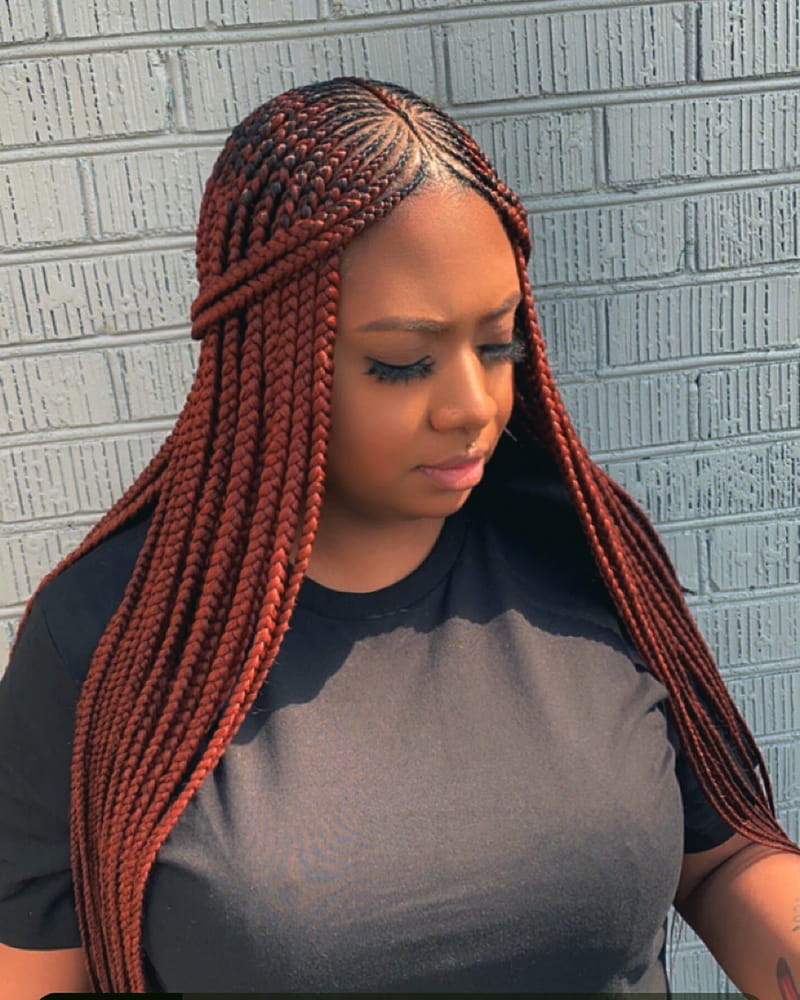 Colorful Long Cornrow Braids