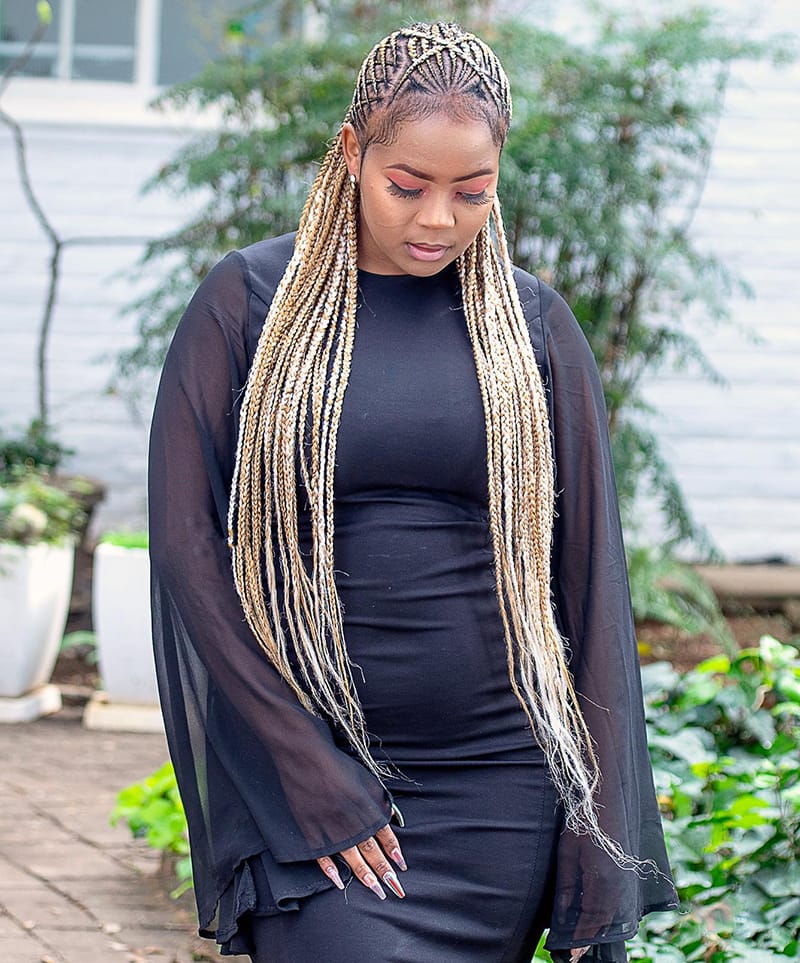 Colorful Long Cornrow Braids