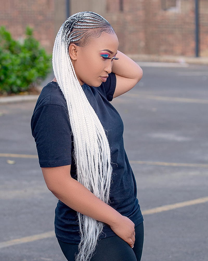 Colorful Long Cornrow Braids