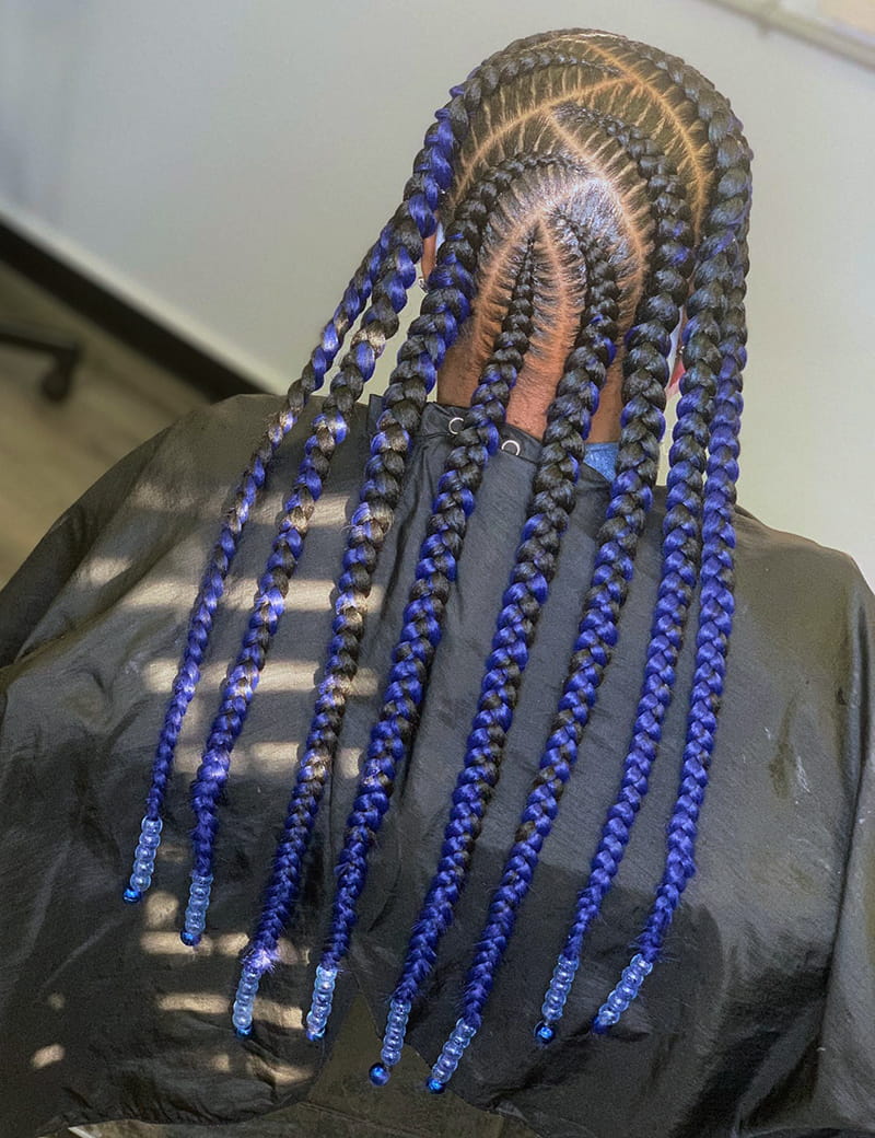 Colorful Long Cornrow Braids