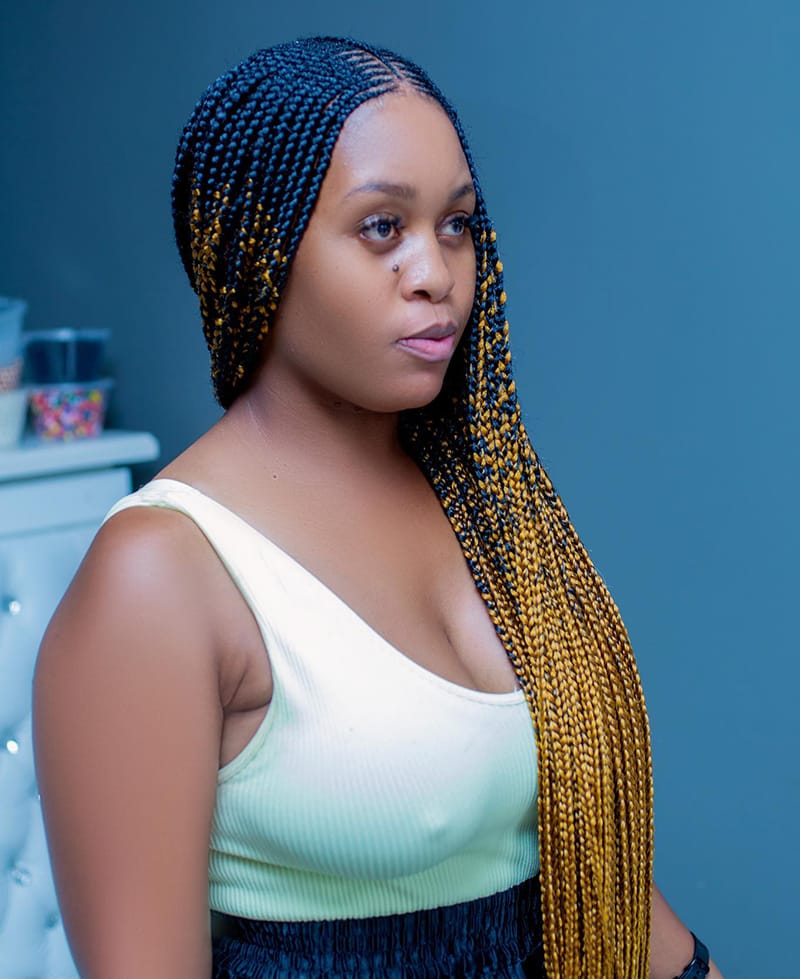 Colorful Long Cornrow Braids