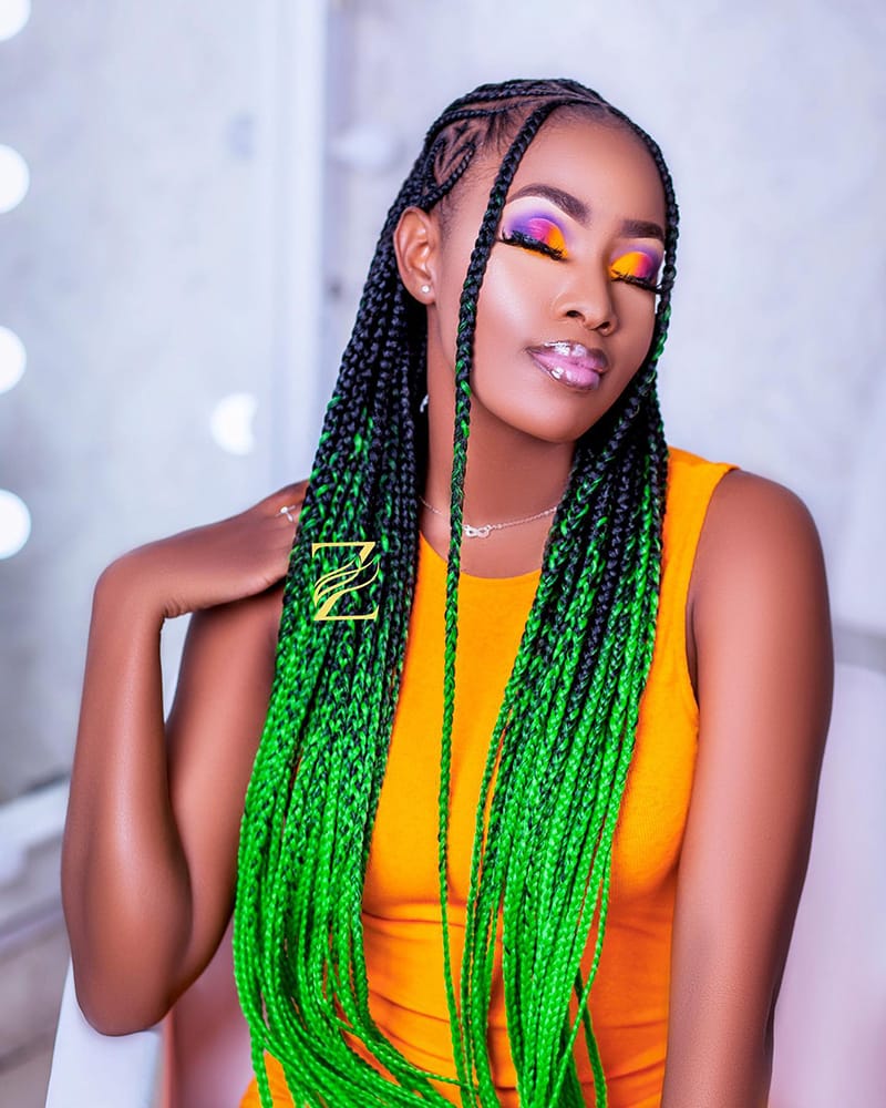 Colorful Long Cornrow Braids