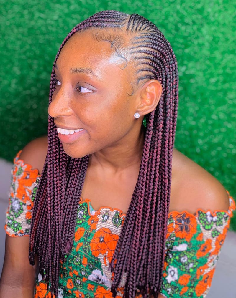 Colorful Long Cornrow Braids