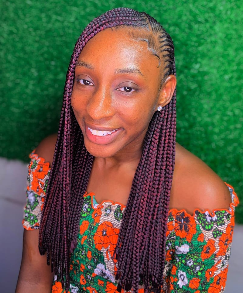 Colorful Long Cornrow Braids