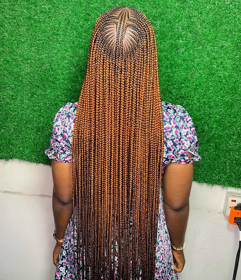 Colorful Long Cornrow Braids