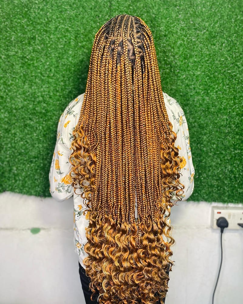 Colorful Long Cornrow Braids