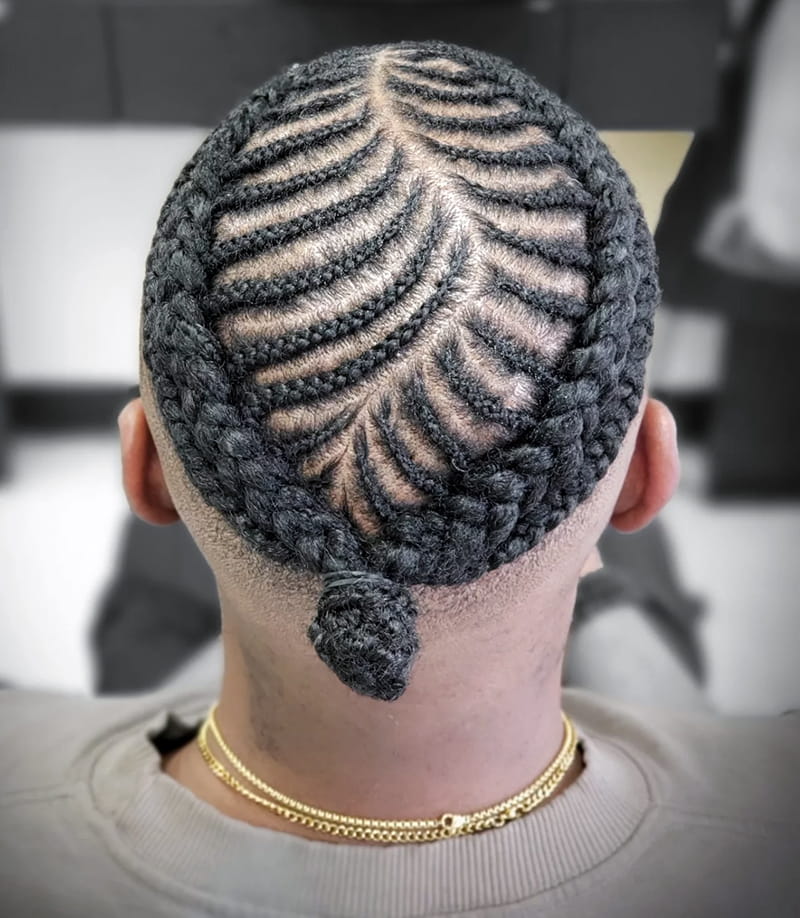 Cornrow + Fishtail Braids for Black Men