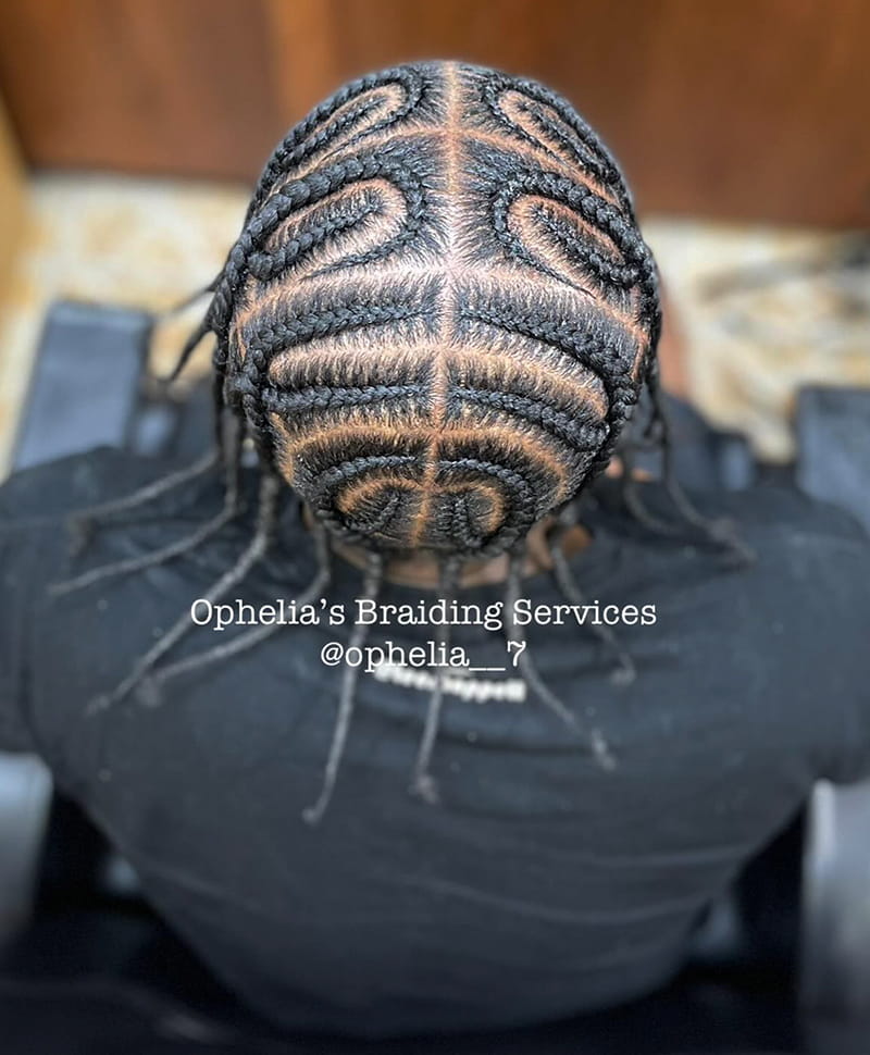 Criss Cross Cornrow Braid Styles for Men Side View