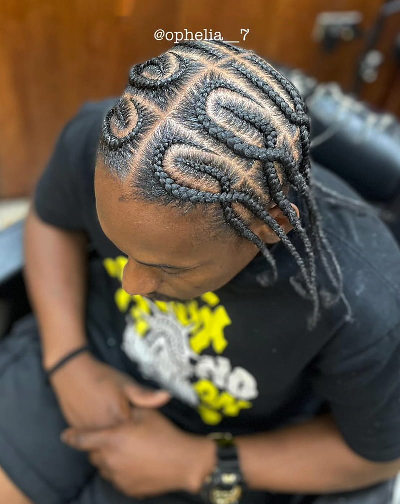 Criss Cross Cornrow Braid Styles for Men Front View