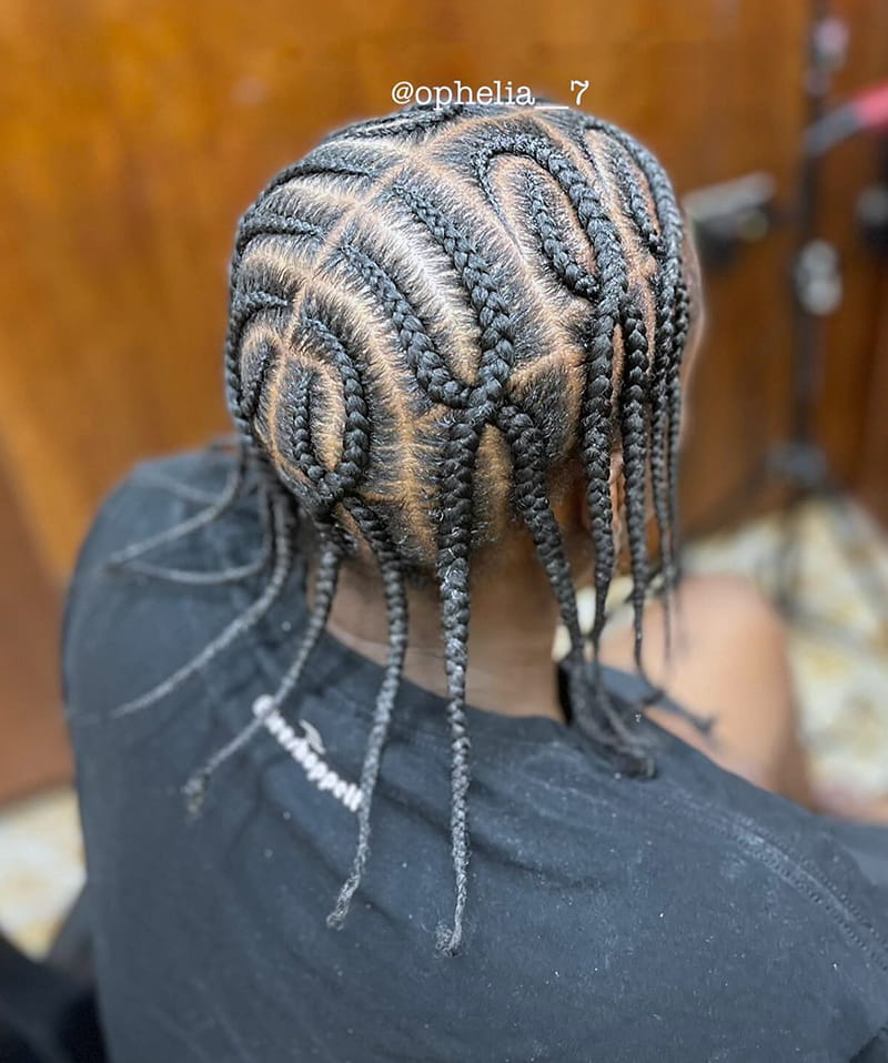 Criss Cross Cornrow Braid Styles for Men Side View