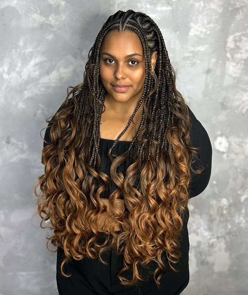 French Curls with Cornrow Braids