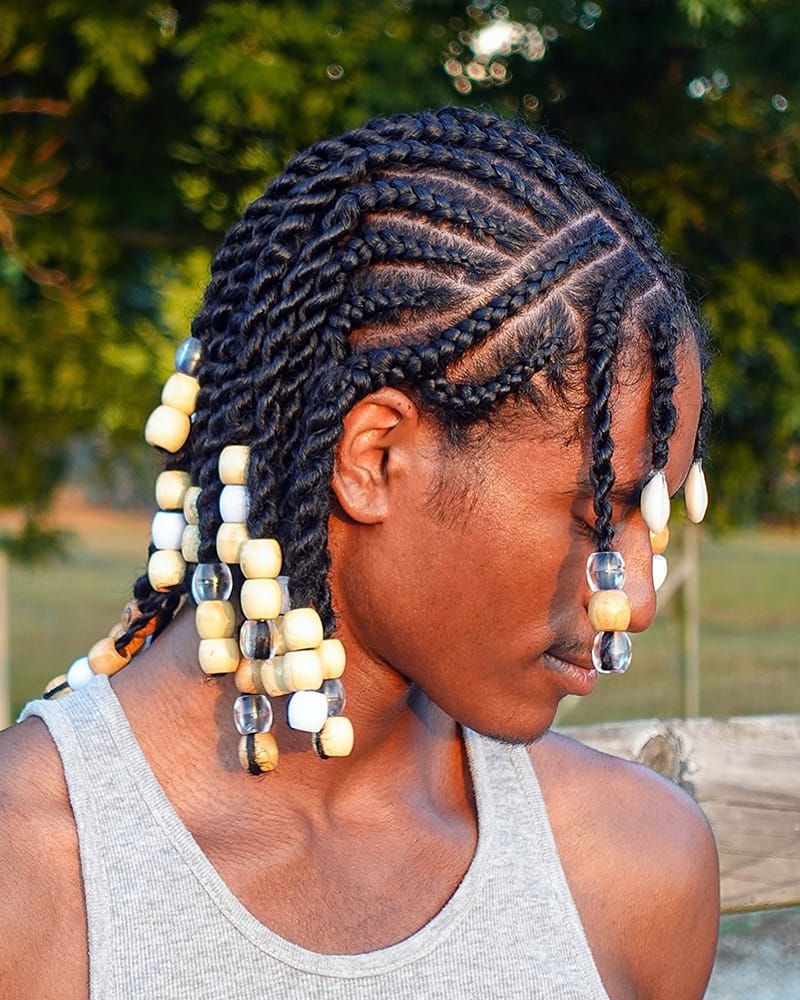 Fulani-Inspired Cornrow Braids for Black Men Side View