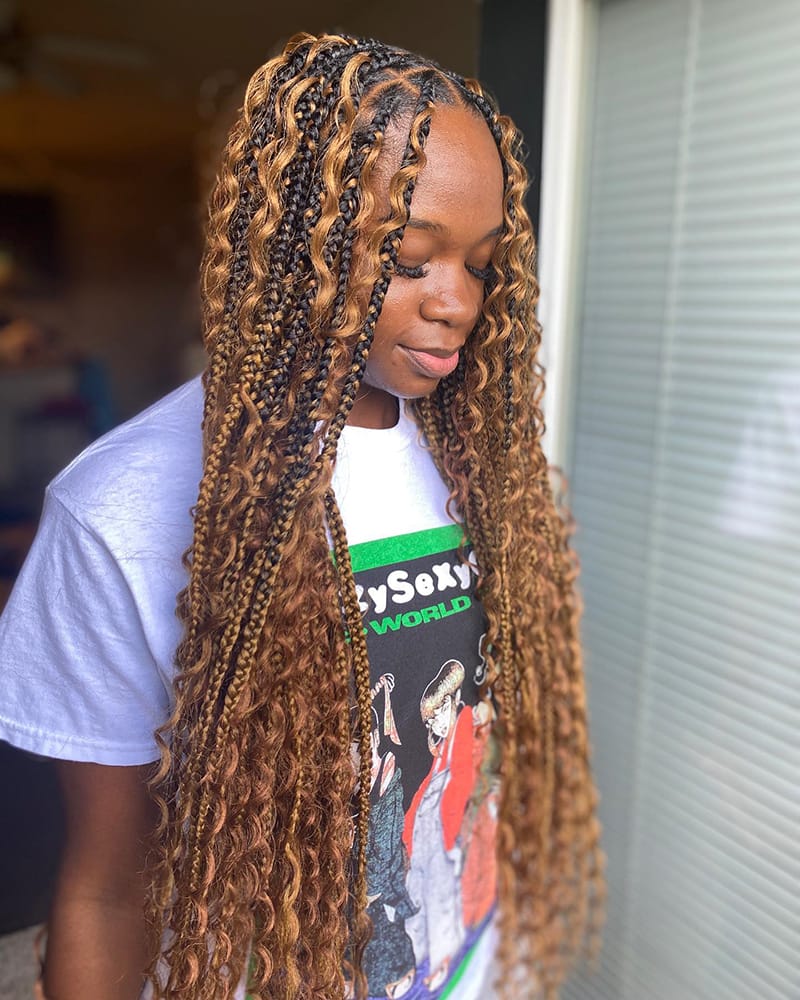 Long Box Braids Hairstyles with Different Colors